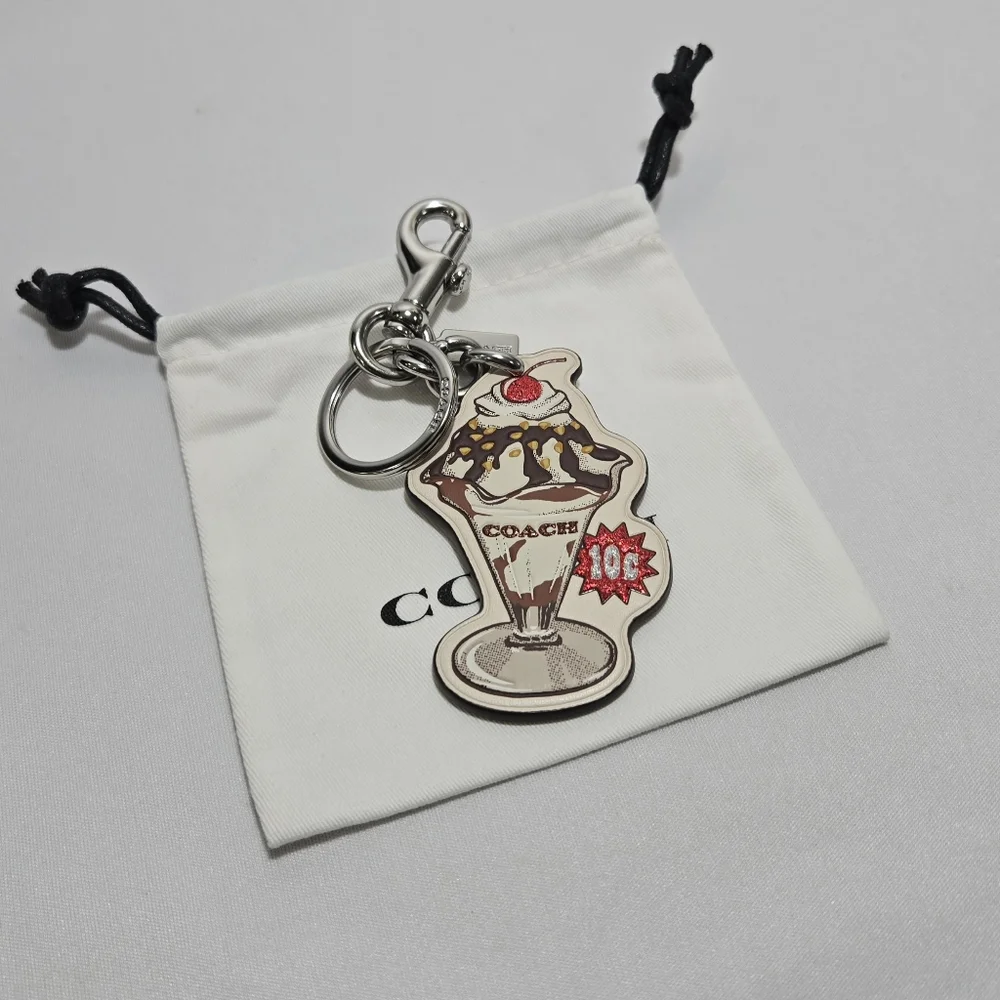 Coach Ice Cream Sundae Chalk/Multi Leather Bag Charm